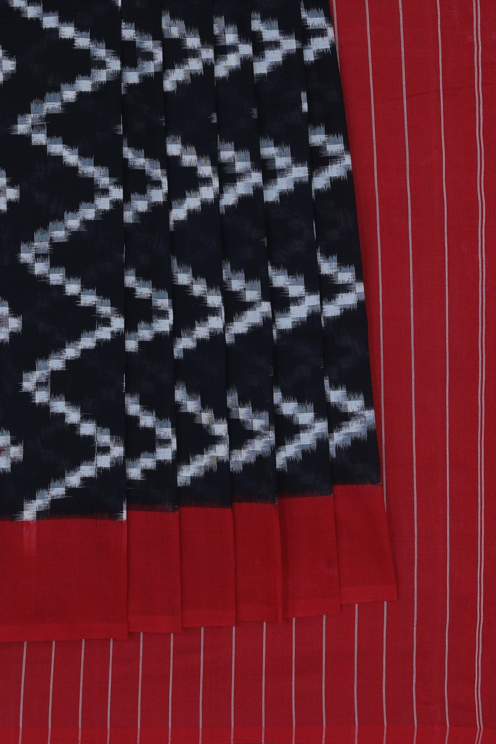 Image of Pochampally Ikat Cotton Black Saree